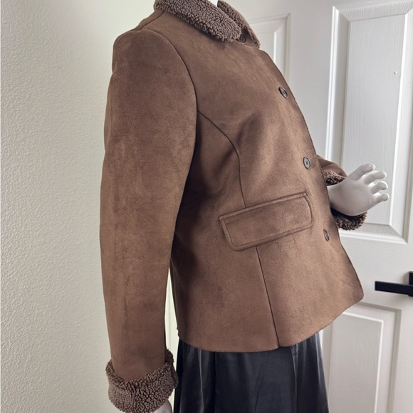 LANDS' END BROWN BUTTON FAUX FUR JACKET SIZE M. - Picture 8 of 16